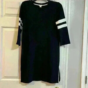 J. Crew Women's XS Black Varsity Knee Length Dress 3/4 Sleeve Casual